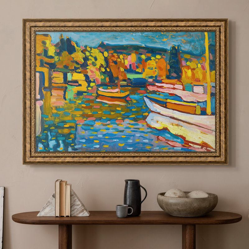 Étude pour un paysage d'automne avec des bateaux, 1908 - Wassily Kandinsky - Toile encadrée sur mesure, 16x22 INNER SIZE