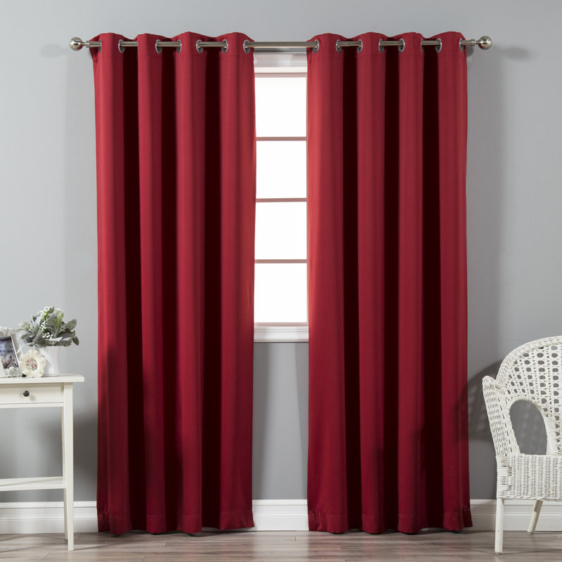 Schaeffer Solid Blackout Thermal Grommet Curtain Panels, 52" W x 108" L, Cardinal Red