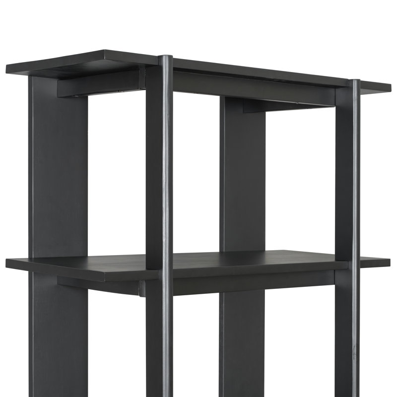 Toran 4-Tier Acacia Wood Modern Open Bookcase, Ebonized