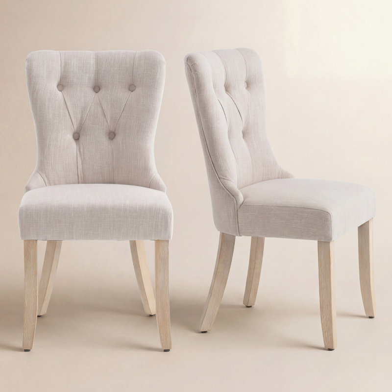 Dutton Upholstered Dining Chair, Mélange de polyester beige clair