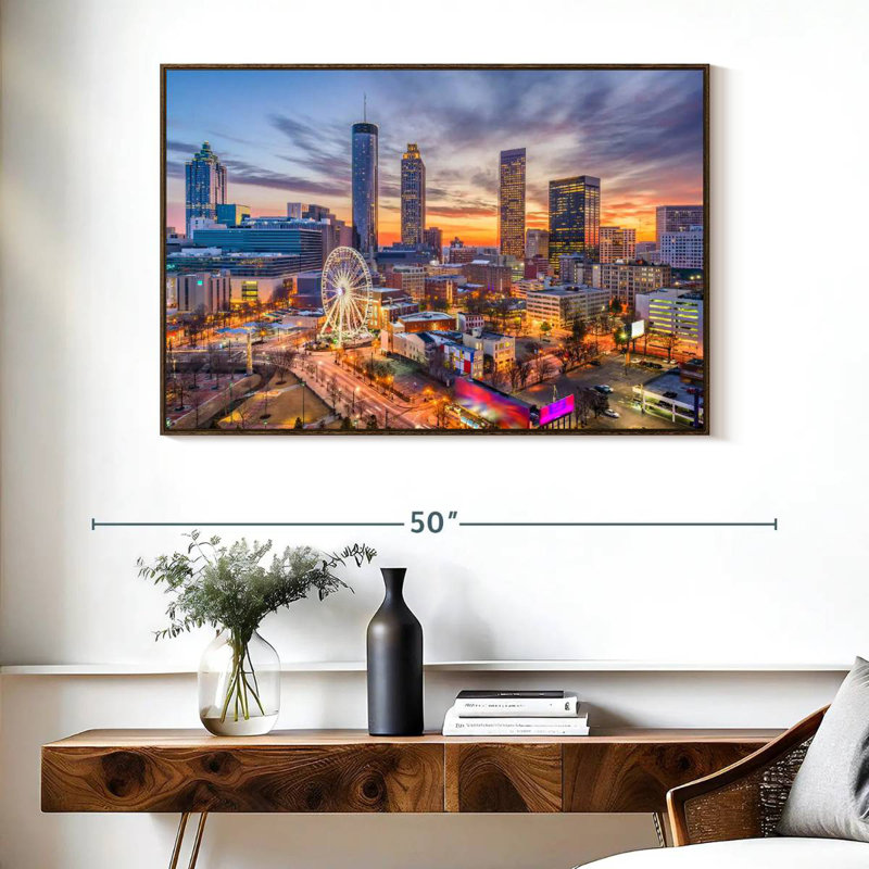 Atlanta Twilight Sky, Cadre flottant noyer, 40 po x 27 po