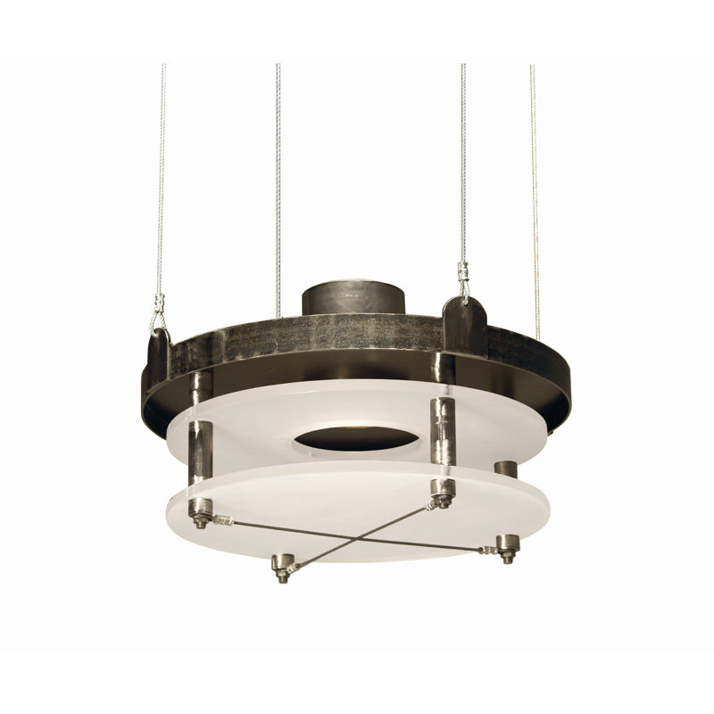 Luminaire suspendu tambour unique à 1 lumière Atlantis Ave, Ivoire toscan, Nouveau Mica