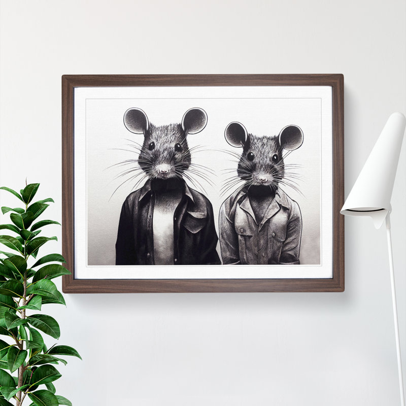 Two Street Rats - Single Picture Frame Print, 34cm H x 46cm W x 2cm D, Walnut Framed