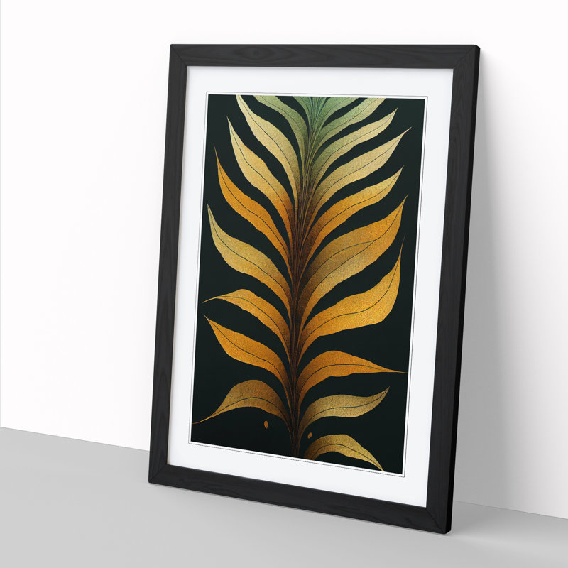 Aanisah Fern Leaf Classic Art Vol.6 - Picture Frame Print, Black, 64cm H x 46cm W x 2cm D