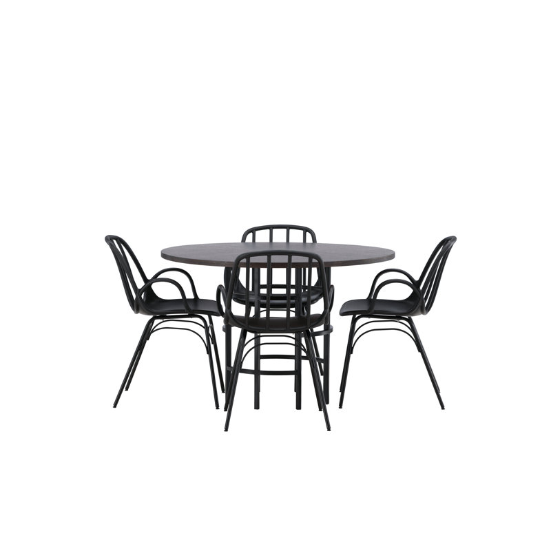 Cormac 4 - Person Dining Set, Black, Brown, Black