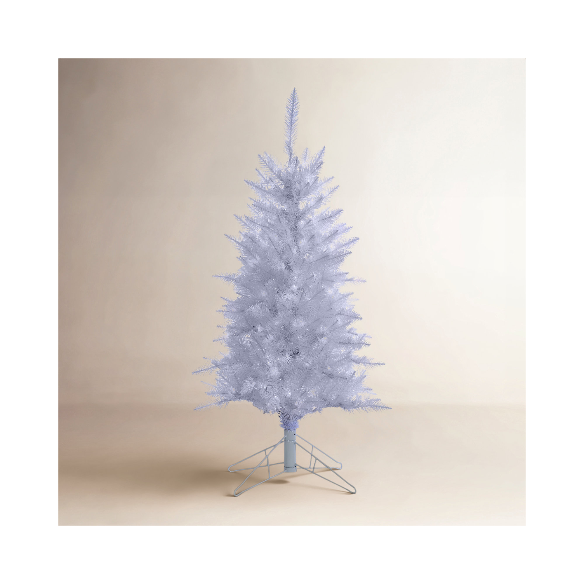 White Pine Artificial Christmas Tree, White/Clear, 4' H