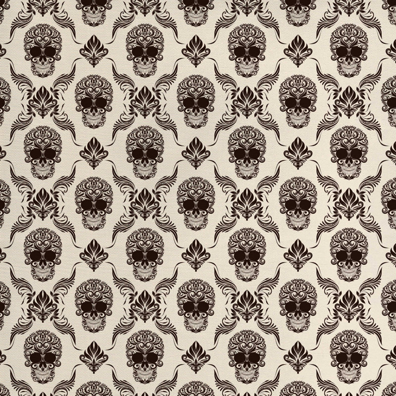 Tissu de style rococo de style halloween, l 58 po x L 180 po