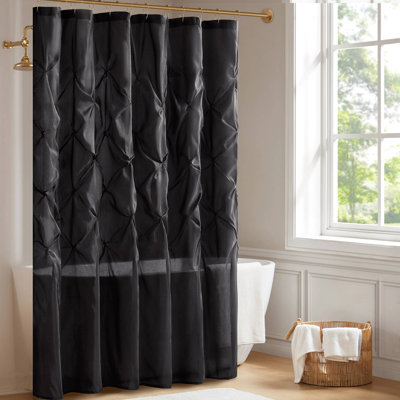 Laurel Black Tufted Semi-Sheer 72x72'' Shower Curtain