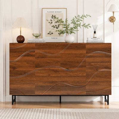 Storage Cabinet, Wood Sideboard with Iron Legs for Living Room
