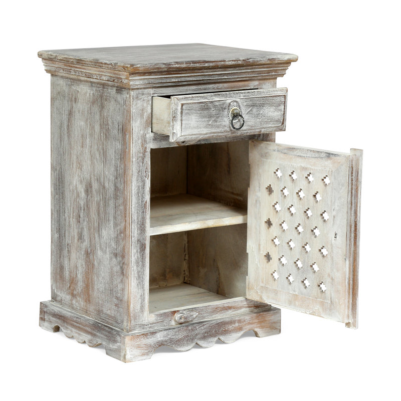 Table de chevet en bois avec 1 tiroir et 1 porte