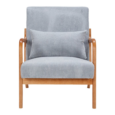 Mid-Century Modern Accent Chair with Pillow, Solid Wood Frame for Living Room, Bedroom, and Balcony Comfort