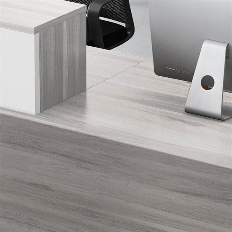 L-Shaped Reception Desk with Lockable Drawers, Computer Desk, and Storage Shelves/Front Desk, 41.33" H x 102.36" W x 39.37" D