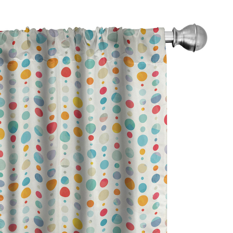 Abstract Semi-Sheer Rod Pocket Curtain Panels, 28" x 95"