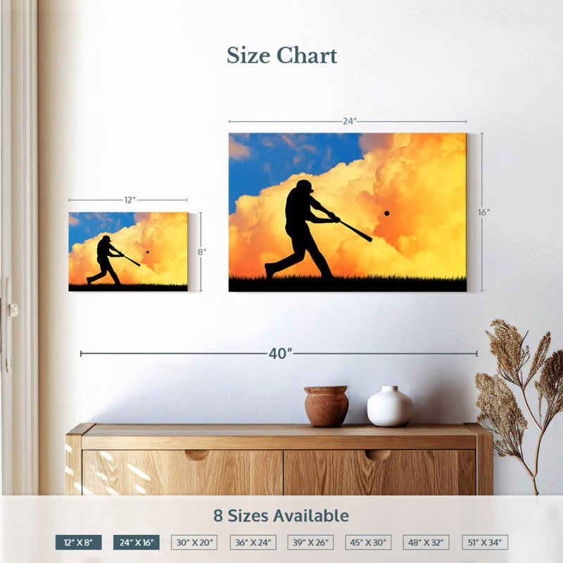 Sireci Baseball At Sunset, 16" H x 24" W