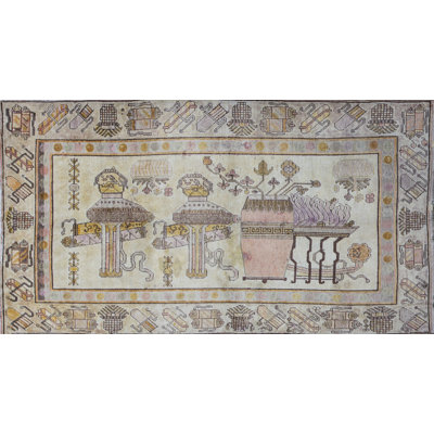 Hand-Knotted High-Quality Ivory Area Rug