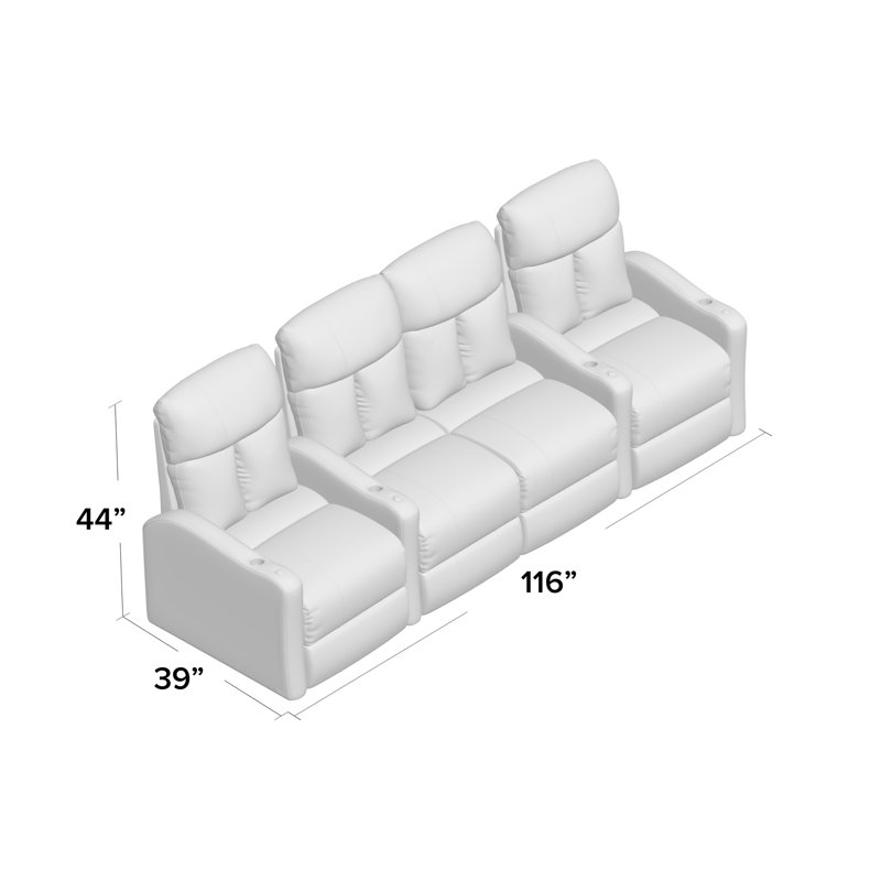 Sièges de cinéma maison configurables (rangée de 4), Manuel, Rouge luxueux