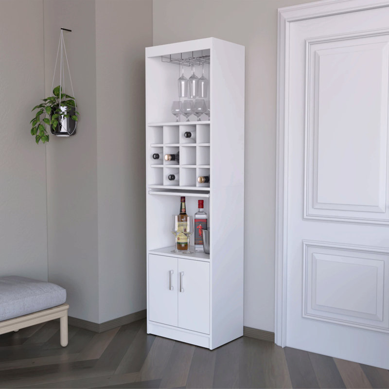 Bar avec rangement pour bouteilles de vin, Blanc