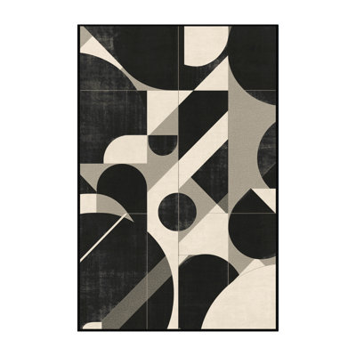 Tapis gris Mid-Century lavable à la machine Wynsum