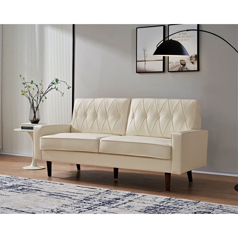 Faux Leather Square Arm Loveseat, Black Faux Leather, 33" H x 57" W x 31" D