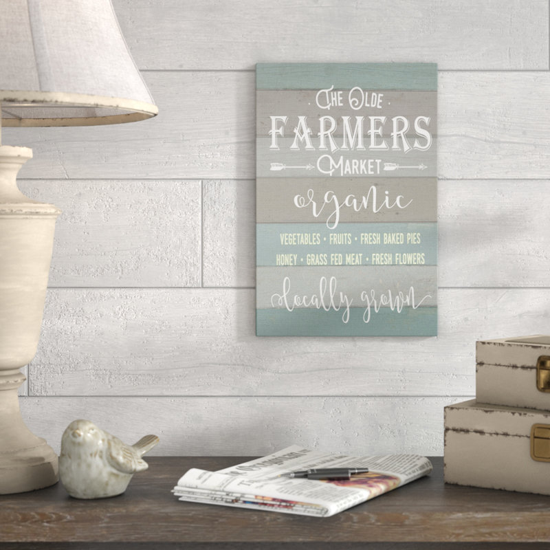 «Olde Farmers Market» par lettré et doublé - impression d'art textuel, H 40 po x l 30 po x P 1,5 po, Toile tendue