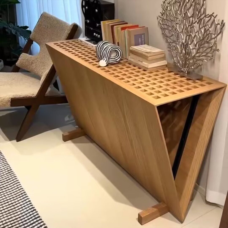 Console en bois naturel à motif de treillis triangulaire, 47.24"W*13.78"D*31.5"H