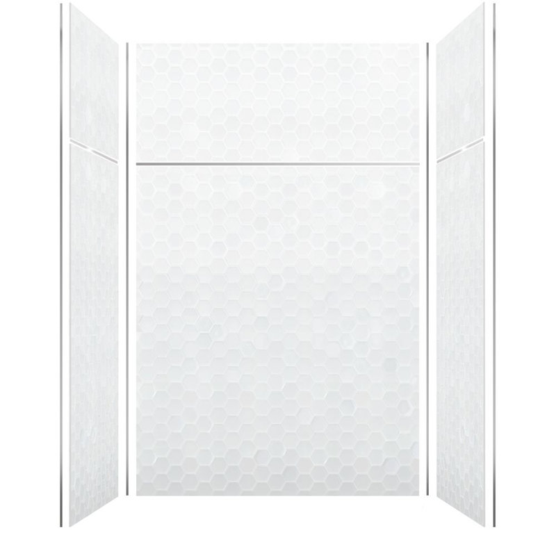 Transolid Prodigy 60-in x 36-in x 96-in Shower Wall Kit with Extension, White 3D Hexagon