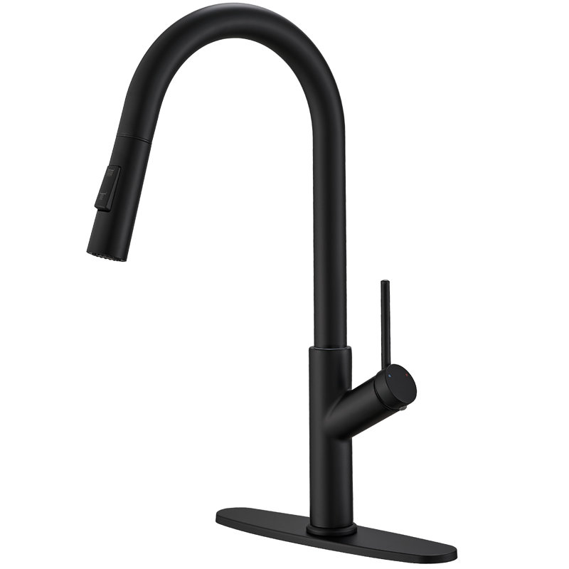 Robinet de cuisine à poignée simple, Noir mat