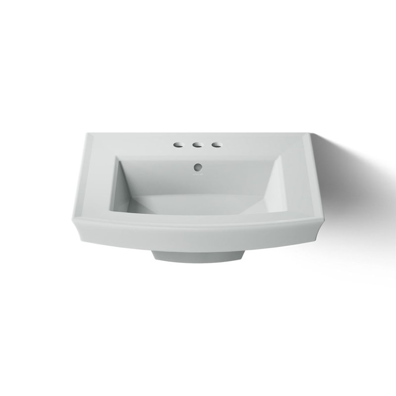 Archer® Vitreous China Rectangular Pedestal Bathroom Sink with Overflow, Ice Gray, 4'' Centers