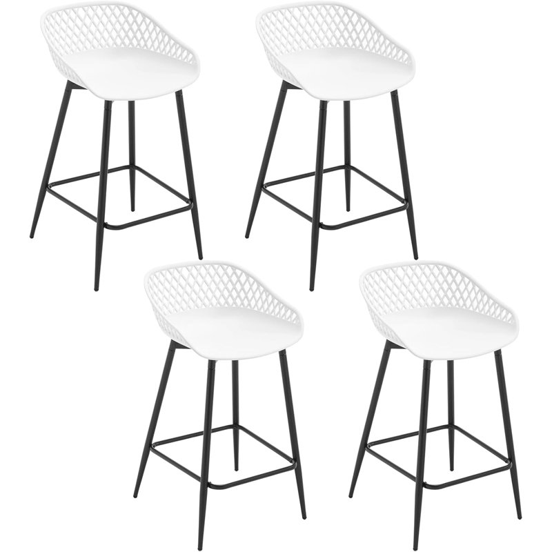 Rossmoyne Counter Stool with Metal Frame, White/Black, 4