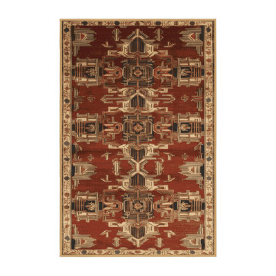 Machine Washable Art Deco Brown Area Rug