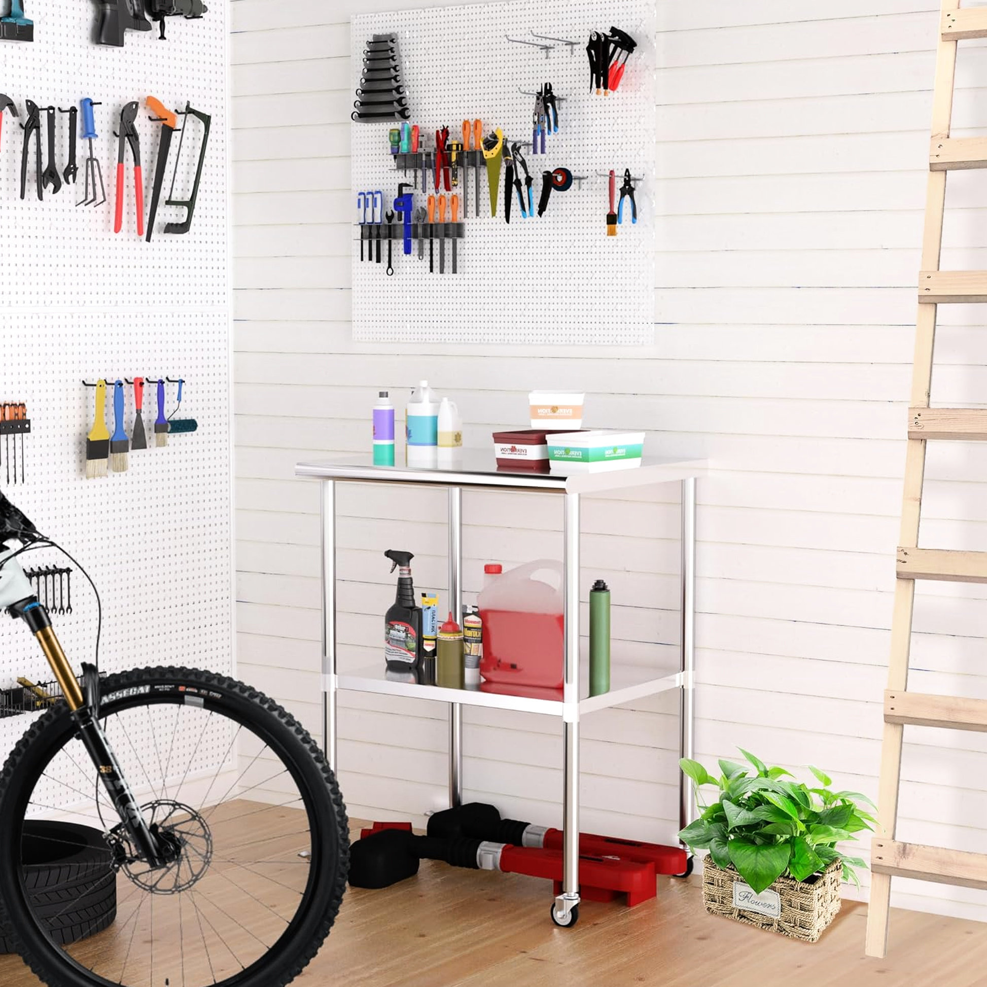 Stainless Steel Table, 24 X 48/24 X 60 Inches Metal Prep Worktable With - View #11