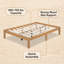 Grand lit plateforme en bois massif - brun chaud et blanc vif, support à lattes, sans sommier, assemblage en 30 minutes