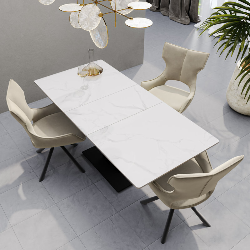 Cykana Metal Base Dining Table, White