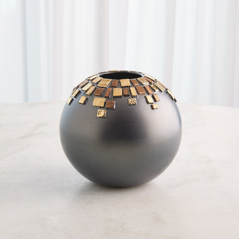Array Vase-Black Reactive-Sm, 26" H x 28" W x 28 D