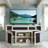 Embossed Pattern TV Stand, TV and Media Console with Open and Closed Storage Space,Entertainment Center