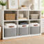 Ensemble de 3 paniers de rangement en tissu gris et blanc, poignées