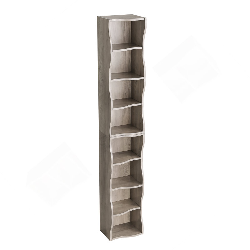 8-Layer Adjustable Shelf Thin Bookshelf With A Wavy Border Design, Which Is More Aesthetically Pleasing, Is Suitable For High And Narrow, Display And Multi-Functional Bookshelves In Home Offices
