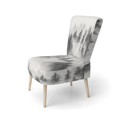 Forest Upholstered Chair - Monochrome Forest - Grey and white Foggy Pines Side Chair