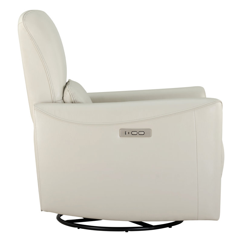 Santo Genuine Leather Swivel Power Recliner, Denali Ivory Genuine Leather