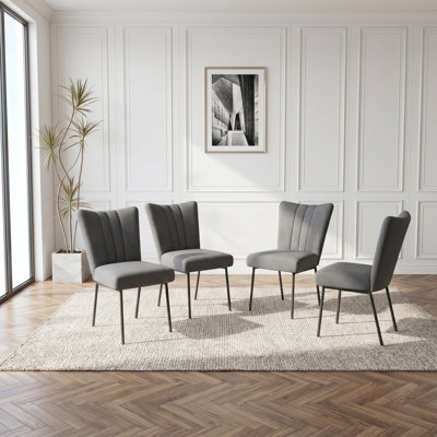 Chaises de salle à manger de cuisine moderne H 34,2 po Daina, chaises de salle à manger rembourrées, chaises Parsons avec pieds en acier stables, chaises de conférence à dossier solide (4 chaises)