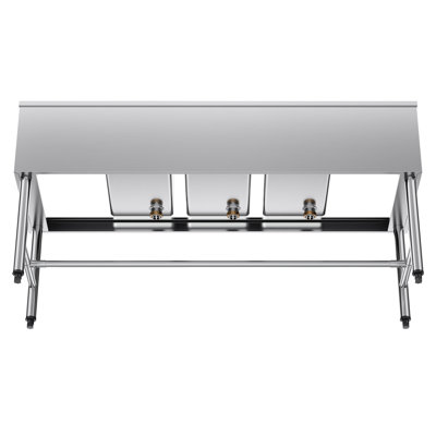 Évier à 3 compartiments, en acier inoxydable 304 de calibre 18, cuve de 10 po x 14 po x 10 po, évier sous-comptoir commercial à 3 compartiments avec double égouttoir et dosseret pour la cuisine, le restaurant, le camion de nourriture et la maison