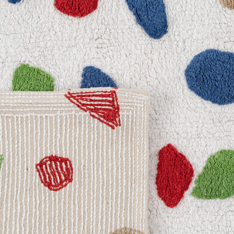 Glenys Geometric Cotton Area Rug, Rectangle 90 x 175cm