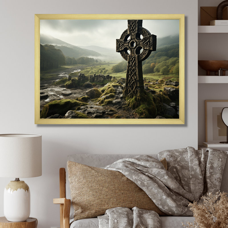 Irlande Celtic Harmony - Art mural Irlande, H 34 po x l 44 po x P 1,5 po, Cadre doré simple