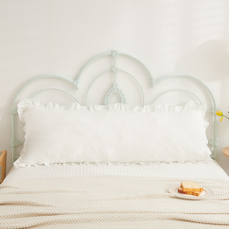 Boho White Body Pillowcase 20x54in - Ruffled Fringe Decor Sham, White