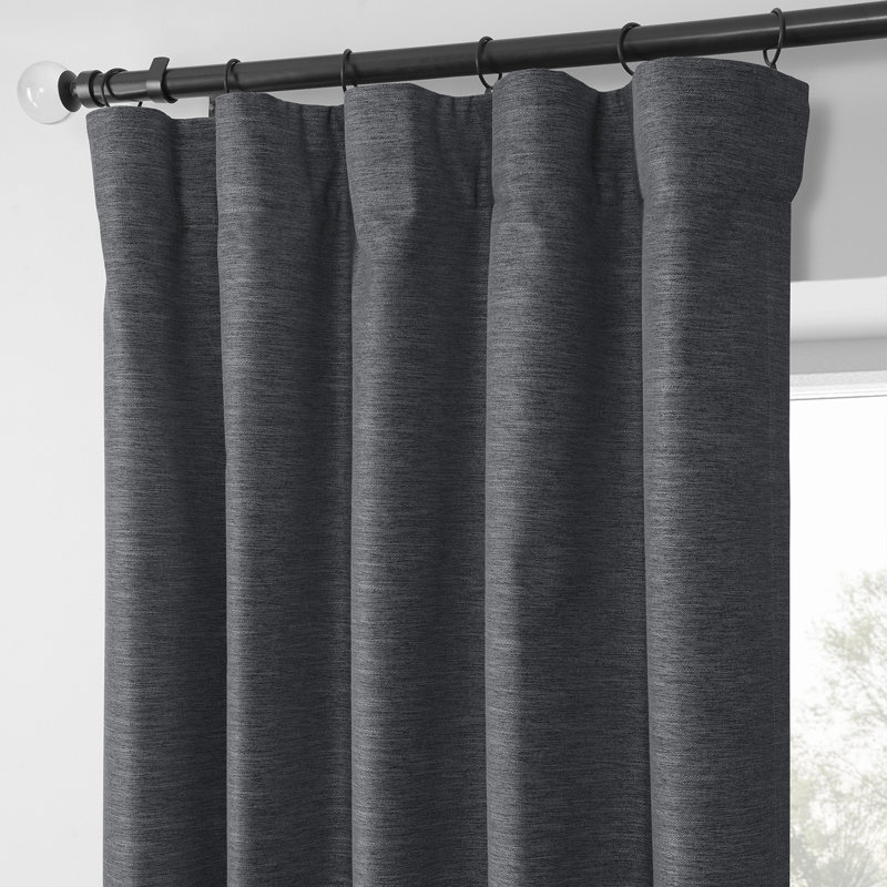 Rideaux occultant Boho Chic pour rideaux en lin et chambre à coucher - 2 panneaux, L 50 po x L 63 po, Gris charbon rustique