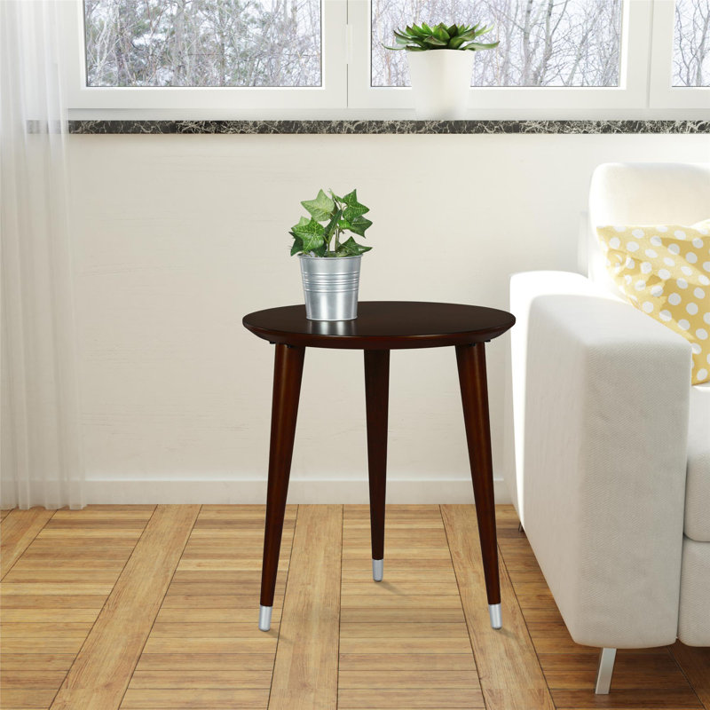 Gustavson End Table, Espresso, Espresso/Silver