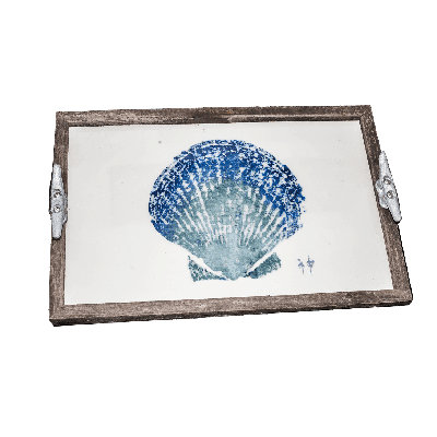Scallop Shell Driftwood Food Serving Tray