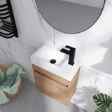 Argylle 18" Single Bathroom Vanity Set, Wall Mounted Bathroom Vanity with White Resin Sink Top , Floating vanity with Soft Close Door, Single Bathroom Vanity with Top