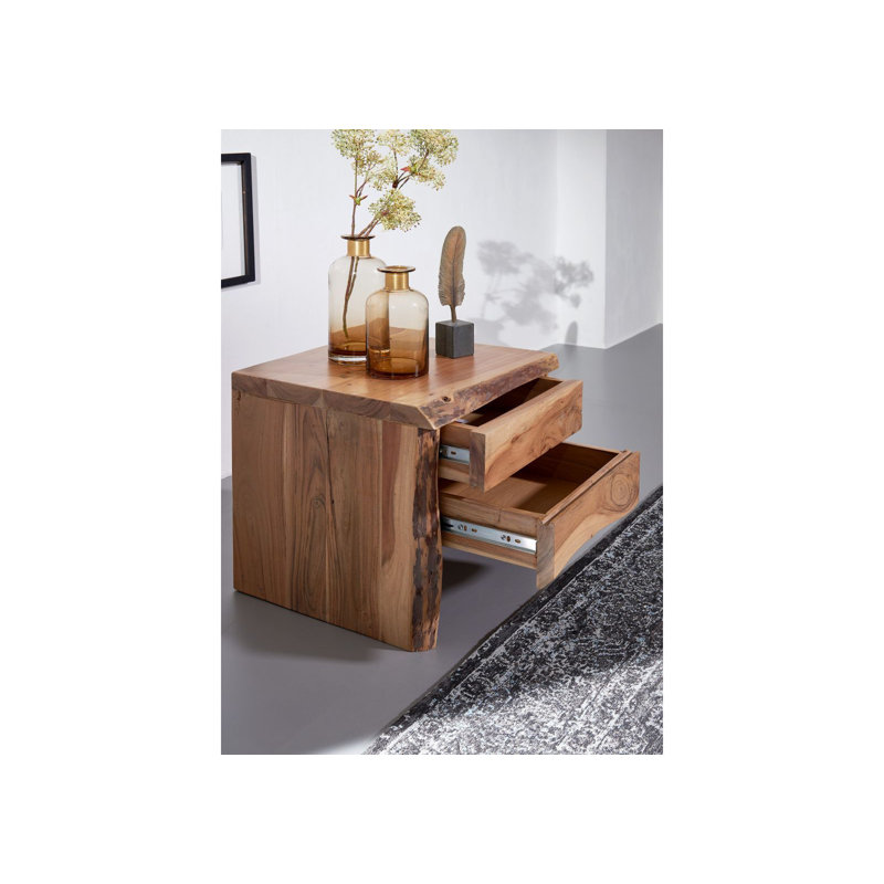 45cm W Solid Wood Bedside Table, Natural