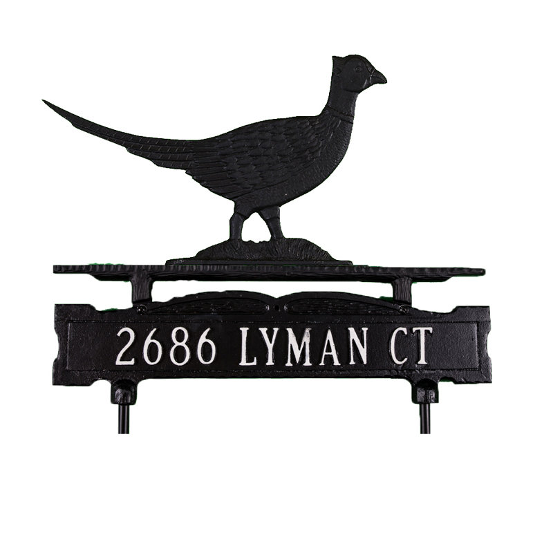Plaque d'adresse pour pelouse 1 ligne Pheasant, Oui, Noir satiné